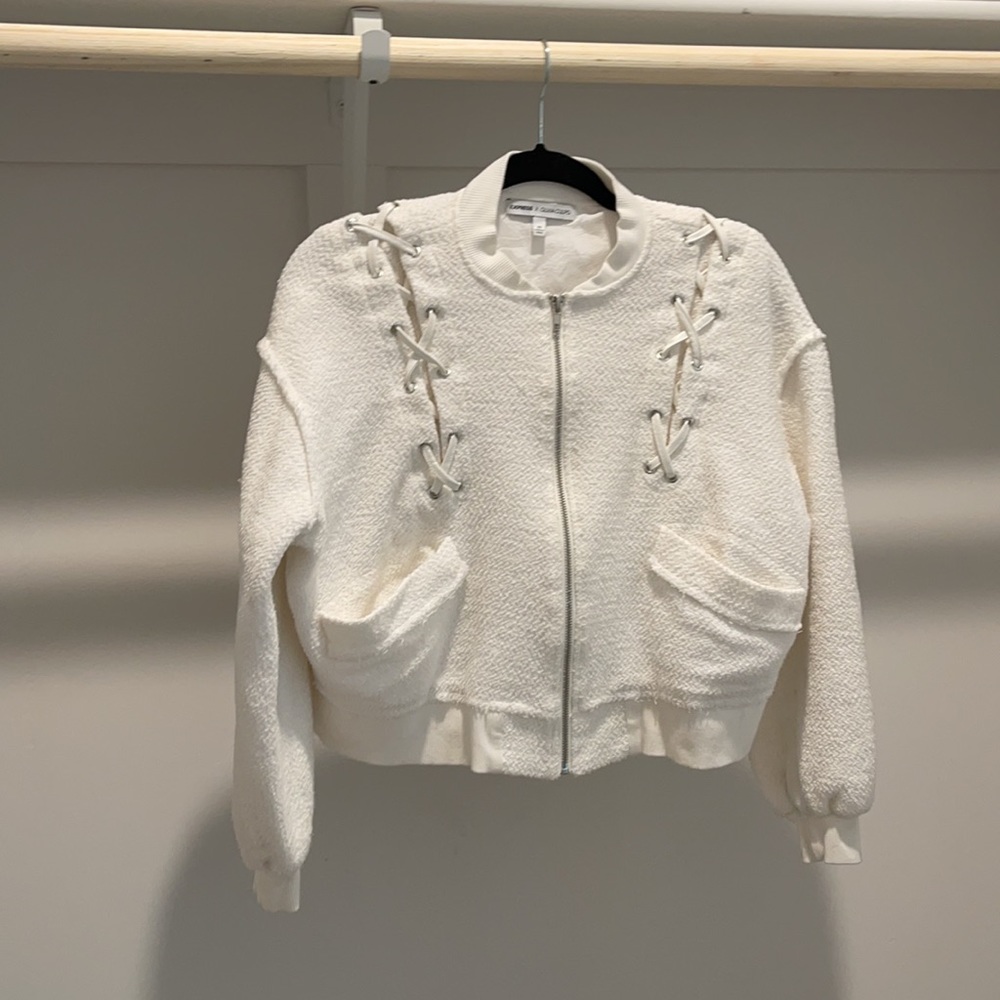 Express white bomber jacket